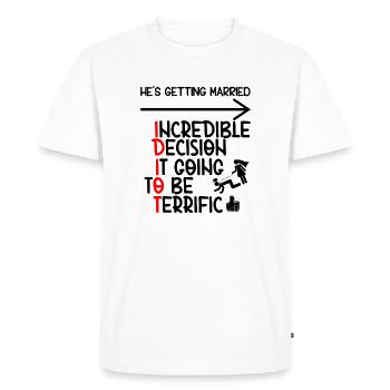 Idiot drôle de garçons d’honneur - T-shirt Premium bio Homme - blanc - Devant - Nico (187cm)