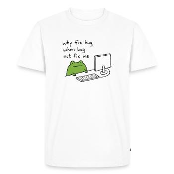 Pourquoi corriger un bug Drôle de programmeur Grenouille - T-shirt Premium bio Homme - blanc - Devant - Nico (187cm)