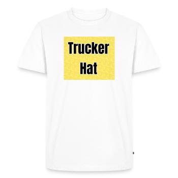 Chapeau de camionneur Texte jaune - T-shirt Premium bio Homme - blanc - Devant - Nico (187cm)