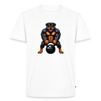 Motif d’entraînement de bodybuilder Rottweiler Fitness - T-shirt Premium bio Homme - blanc - Devant - Nico (187cm)
