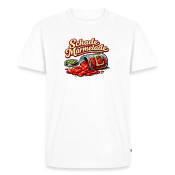 Schade Marmelade german saying Spilled Jam Humor - Men's Premium Organic T-Shirt - white - Front - Nico (187cm)