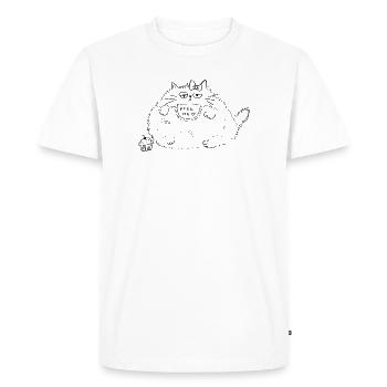 Feed me fat cat - Men's Premium Organic T-Shirt - white - Front - Nico (187cm)