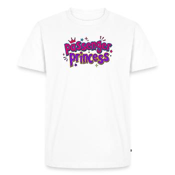 Sticker Passenger Princess Humour - T-shirt Premium bio Homme - blanc - Devant - Nico (187cm)