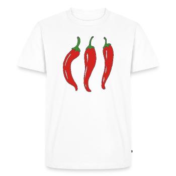 Three Red Chili Peppers Illustration - Men's Premium Organic T-Shirt - white - Front - Nico (187cm)