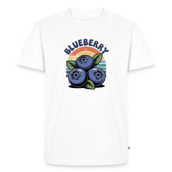 Design de fruits rétro aux myrtilles avec arc-en-ciel - T-shirt Premium bio Homme - blanc - Devant - Nico (187cm)