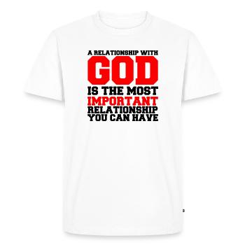 a_relationship_with_god2 - T-shirt Premium bio Homme - blanc - Devant - Nico (187cm)