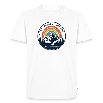 Montagne arc-en-ciel Amour sans frontières - T-shirt Premium bio Homme - blanc - Devant - Nico (187cm)