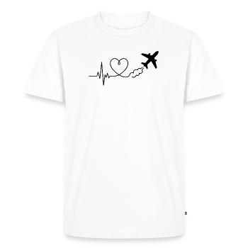 Airplane Heartbeat Travel - Men's Premium Organic T-Shirt - white - Front - Nico (187cm)
