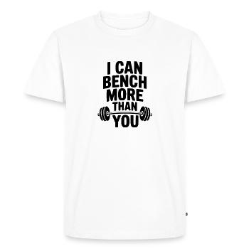 Je peux faire du développé couché plus que toi - T-shirt Premium bio Homme - blanc - Devant - Nico (187cm)