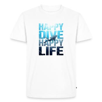 Vie heureuse de plongée – Plongeur vintage - T-shirt Premium bio Homme - blanc - Devant - Nico (187cm)