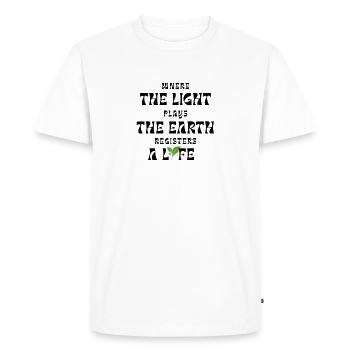 Là où joue la lumière La Terre enregistre un dessin de vie - T-shirt Premium bio Homme - blanc - Devant - Nico (187cm)
