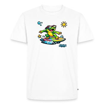Scène de surf de grenouilles néon - T-shirt Premium bio Homme - blanc - Devant - Nico (187cm)