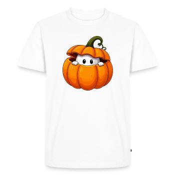 Pumpkin Ghost Cuddly Figure - Men's Premium Organic T-Shirt - white - Front - Nico (187cm)