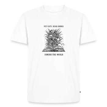 Pet Cats Read Books Ignore The World Cat Book - Men's Premium Organic T-Shirt - white - Front - Nico (187cm)