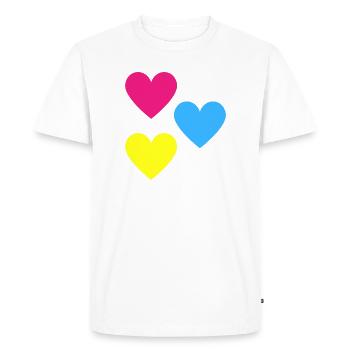 Cœurs tricolores Pop Print - T-shirt Premium bio Homme - blanc - Devant - Nico (187cm)