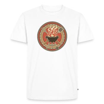 Emblème Retro BBQ Grill Flames - T-shirt Premium bio Homme - blanc - Devant - Nico (187cm)