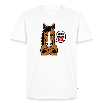 Protestation des étalons : hennissement, c’est non - T-shirt Premium bio Homme - blanc - Devant - Nico (187cm)