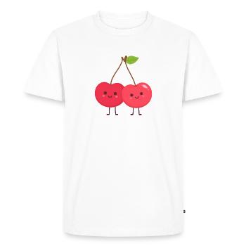 Cuddly cherry duo - Men's Premium Organic T-Shirt - white - Front - Nico (187cm)