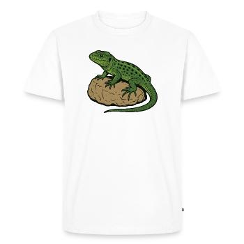 Lézard sur pierre - T-shirt Premium bio Homme - blanc - Devant - Nico (187cm)