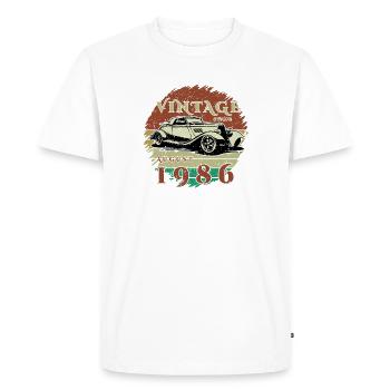 40e anniversaire - Classique - Vintage depuis 08/1986 - T-shirt Premium bio Homme - blanc - Devant - Nico (187cm)
