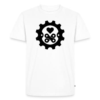 Cœur de chaîne de pignon d’amour de bicyclette - T-shirt Premium bio Homme - blanc - Devant - Nico (187cm)