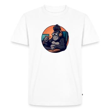 Gamer Gorilla IT Office Home Office Drôle - T-shirt Premium bio Homme - blanc - Devant - Nico (187cm)