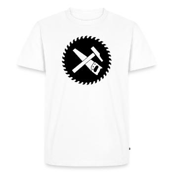 Logo de l’outil à lame de scie charpentiere - T-shirt Premium bio Homme - blanc - Devant - Nico (187cm)