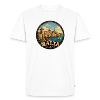 Motif de voyage vintage maltais - T-shirt Premium bio Homme - blanc - Devant - Nico (187cm)