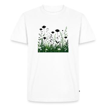 Silhouettes de fleurs sauvages noires vertes - T-shirt Premium bio Homme - blanc - Devant - Nico (187cm)