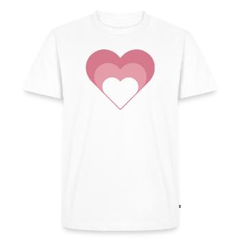 Layered Hearts | Pink Heart Design - Men's Premium Organic T-Shirt - white - Front - Nico (187cm)