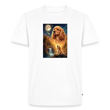 Howling to the Moon Meme Animal Dog Cocker Spaniel - Men's Premium Organic T-Shirt - white - Front - Nico (187cm)