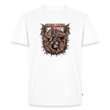 Dragon des années 80 du heavy metal - T-shirt Premium bio Homme - blanc - Devant - Nico (187cm)
