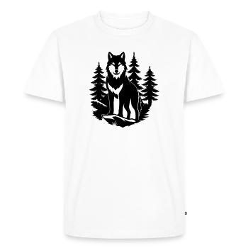 Silhouette de loup dans la forêt - T-shirt Premium bio Homme - blanc - Devant - Nico (187cm)
