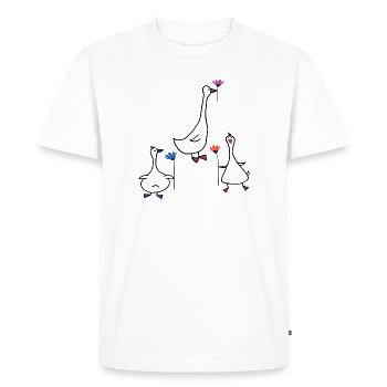 Oies avec des fleurs - T-shirt Premium bio Homme - blanc - Devant - Nico (187cm)