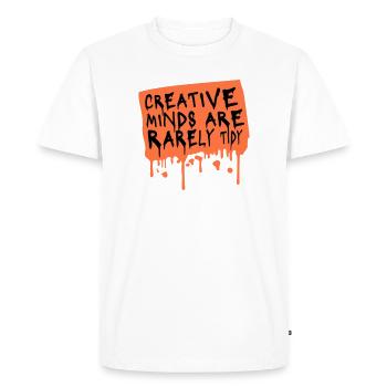 Les esprits créatifs sont rarement bien rangés Logo créatif drôle - T-shirt Premium bio Homme - blanc - Devant - Nico (187cm)