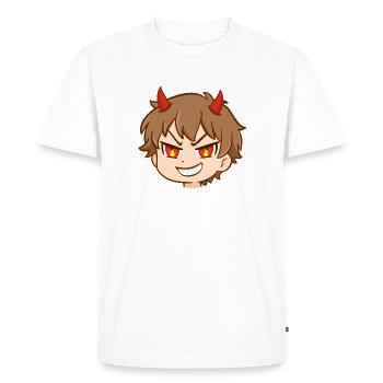 Dessin animé Tête de Diable Ardent - T-shirt Premium bio Homme - blanc - Devant - Nico (187cm)