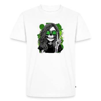 Squelette avec des lunettes de soleil trèfle - T-shirt Premium bio Homme - blanc - Devant - Nico (187cm)