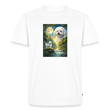Hurlant à la Lune Mème Chien Bichon Frisé - T-shirt Premium bio Homme - blanc - Devant - Nico (187cm)