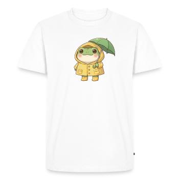 Grenouille avec parapluie - T-shirt Premium bio Homme - blanc - Devant - Nico (187cm)