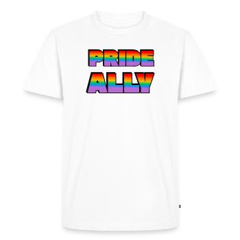 Lettres arc-en-ciel de Pride Ally - T-shirt Premium bio Homme - blanc - Devant - Nico (187cm)