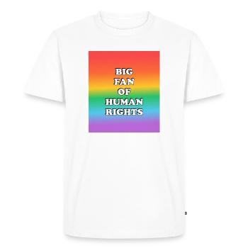 Grand fan de Human Rights Rainbow - T-shirt Premium bio Homme - blanc - Devant - Nico (187cm)