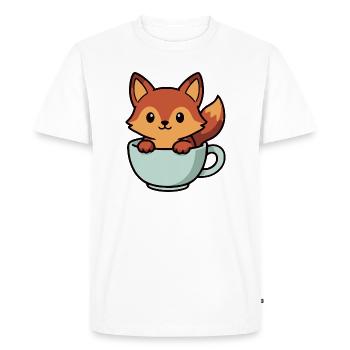 Mignon renard dans une tasse à café - style Kawaii - T-shirt Premium bio Homme - blanc - Devant - Nico (187cm)