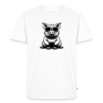 Cochon avec des lunettes de soleil - T-shirt Premium bio Homme - blanc - Devant - Nico (187cm)