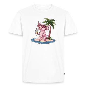 Palmier d’été Pig - T-shirt Premium bio Homme - blanc - Devant - Nico (187cm)