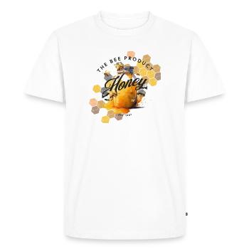 Pot à miel et hexagones d’abeilles - T-shirt Premium bio Homme - blanc - Devant - Nico (187cm)