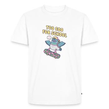 Skateboard Pigeon Drôle Trop Amusant Avec Jeu de Mots Scolaire - T-shirt Premium bio Homme - blanc - Devant - Nico (187cm)