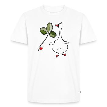Oie avec trèfle - T-shirt Premium bio Homme - blanc - Devant - Nico (187cm)