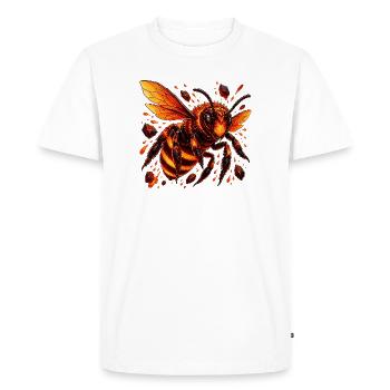 Abeille mellifère enflammée avec des cristaux de lave - T-shirt Premium bio Homme - blanc - Devant - Nico (187cm)