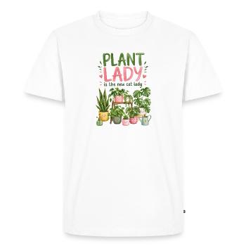 La Dame aux Plantes est la nouvelle Dame aux Chats - T-shirt Premium bio Homme - blanc - Devant - Nico (187cm)