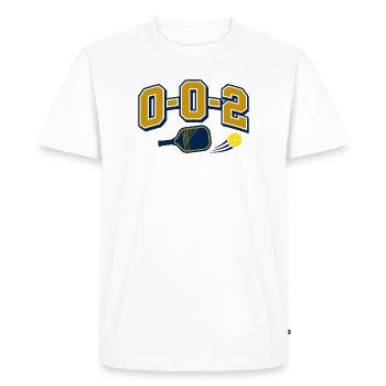 0-0-2 Pickleball Shirt - Fight Begins - Men's Premium Organic T-Shirt - white - Front - Nico (187cm)